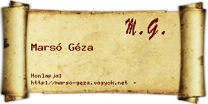 Marsó Géza névjegykártya